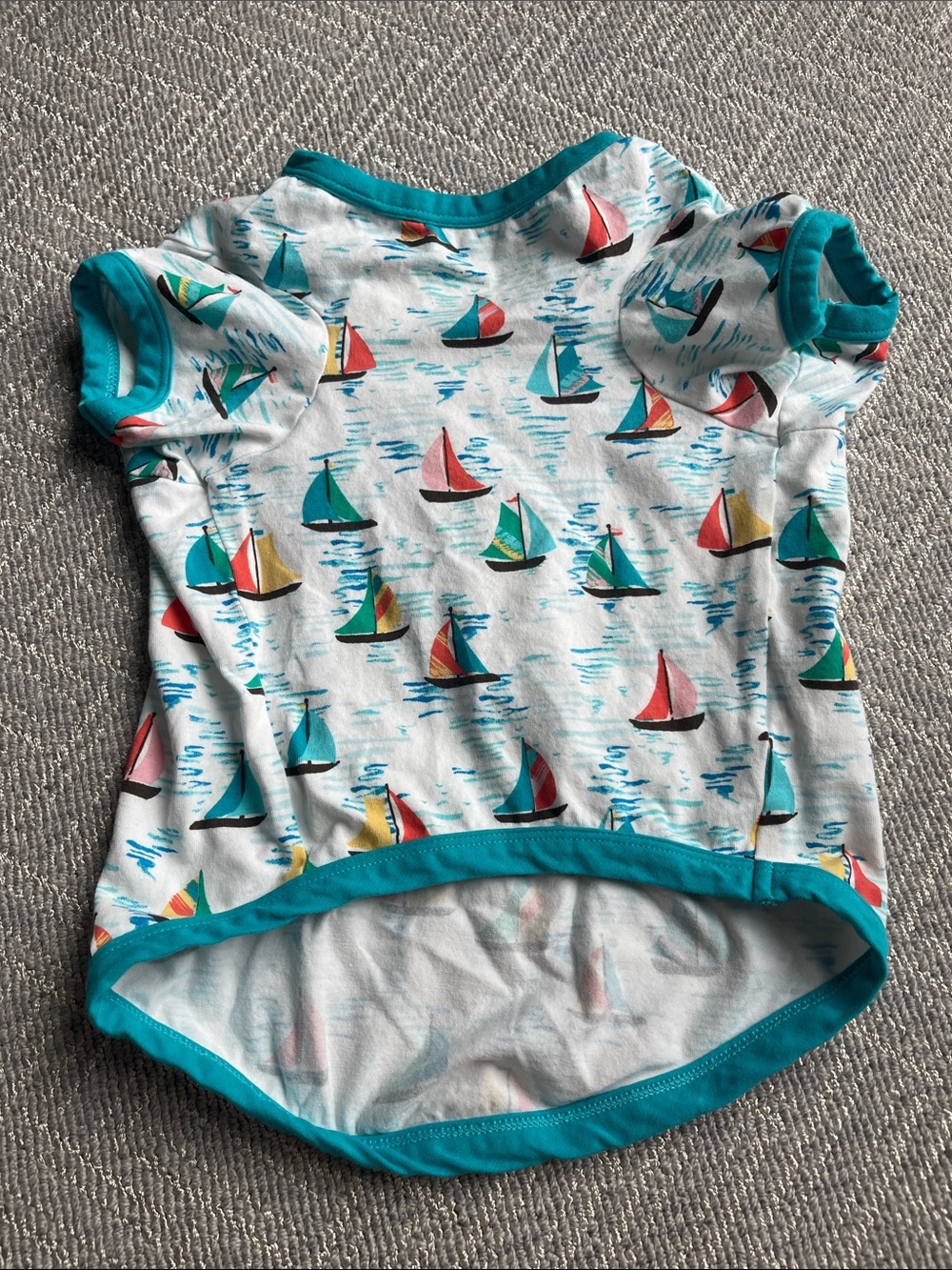 BedHead Sailboat-Print Tee with Teal Trim NWOT